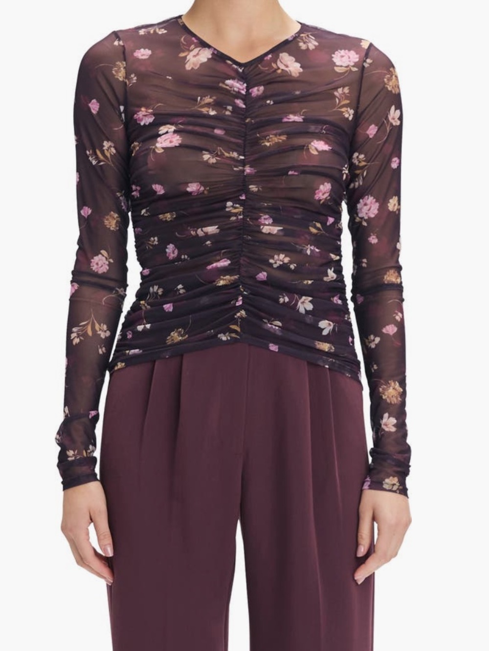 FAVORITE DAUGHTER Whimsical Monet Mesh Party Top